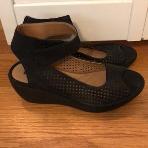 Clark’s ankle strap wedges